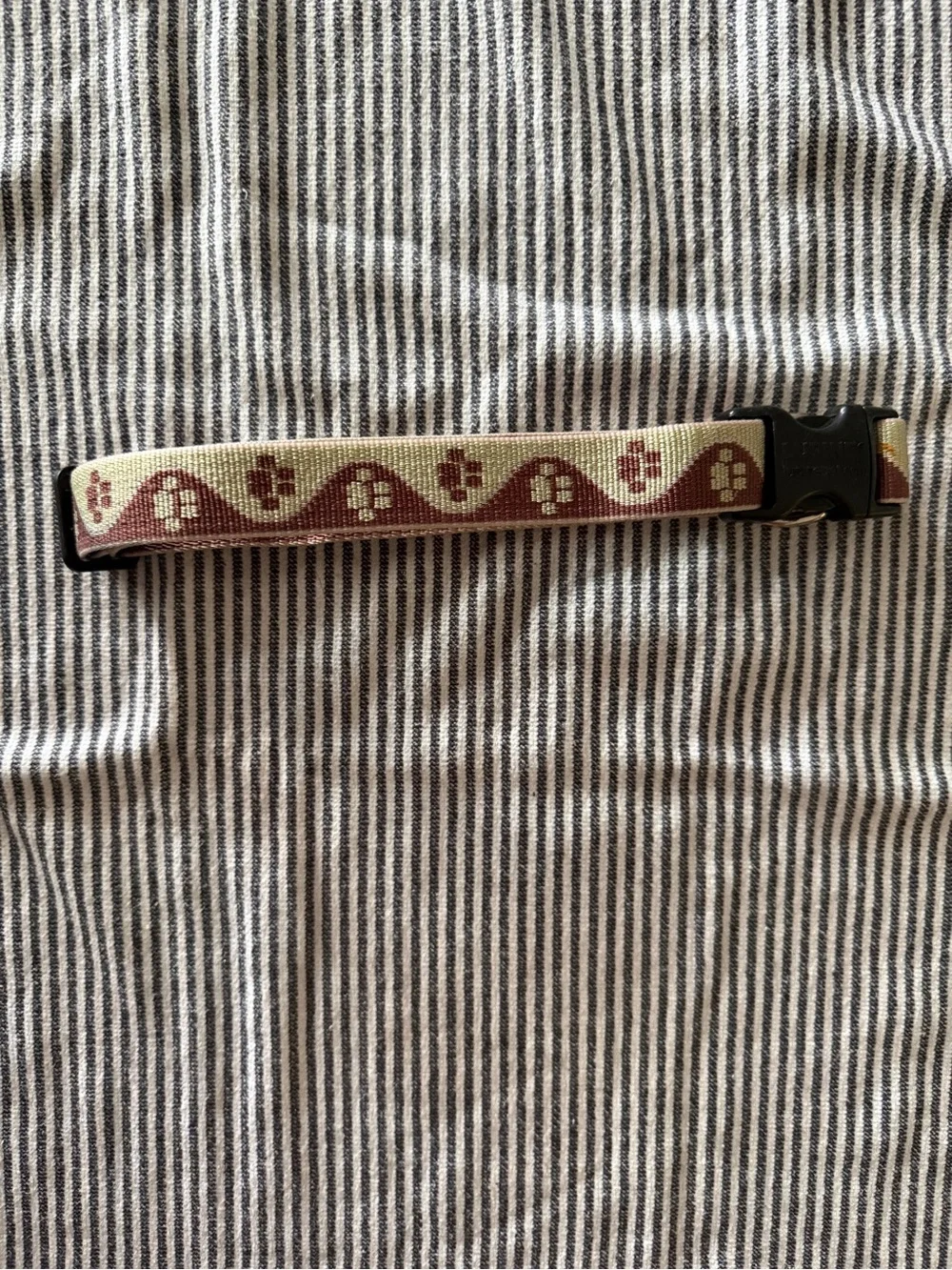 Adjustable Brown & Cream Patterned Dog Collar with Black Strap